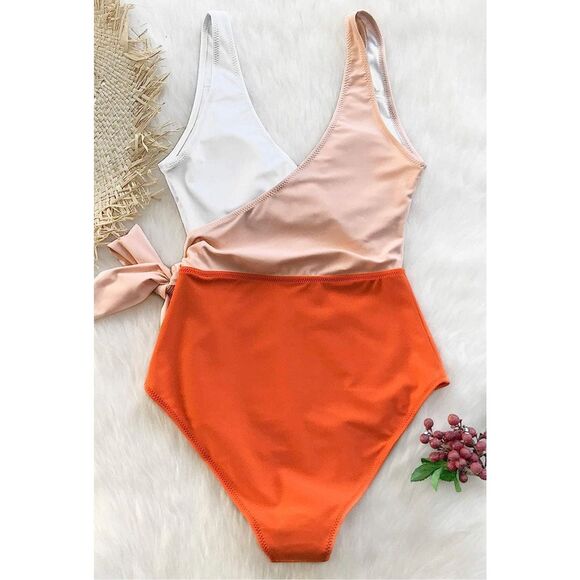 Cupshe NWT size M Color Block Side-Tie One-Piece Swimsuit - Picture 4 of 6